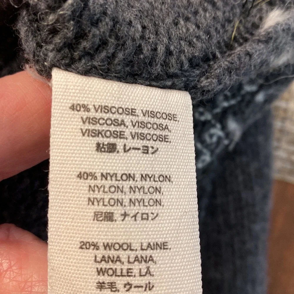 Free People Charcoal Turtleneck Sweater with Ivory Design - Picture 16 of 16